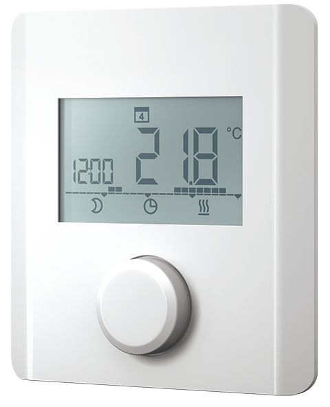 Electronic room thermostat for heating and heating/cooling with display
